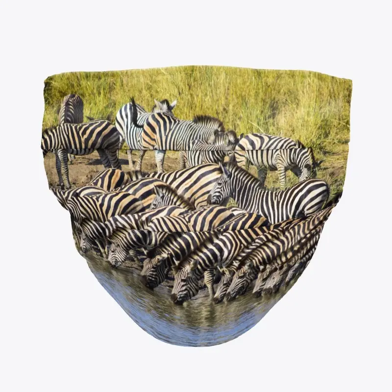 Zebra Herd drinking mask